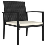 Garden Dining Chair Set of 4 Black Poly rattan, Powder-Coated Steel 317171