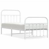 Metal Bed Frame without Mattress with Footboard White 90x190cm 352637