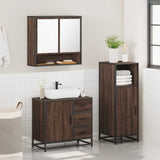 ZNTS 3 Piece Bathroom Furniture Set Brown Oak Engineered Wood 3300989