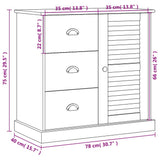 Sideboard with Drawers VIGO 78x40x75 cm White Solid Wood Pine 353200