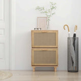 Shoe Cabinet Brown 52x25x80 cm Engineered Wood&Natural Rattan 345647