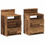 ZNTS Bedside Cabinets 2 pcs with 2 Drawers Old Wood 40x33x60 cm 858575