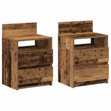 ZNTS Bedside Cabinets 2 pcs with 2 Drawers Old Wood 40x33x60 cm 858575