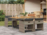 Garden Dining Set Grey Poly Rattan Medium Collapsible 3211082