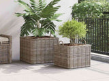 Planter Basket with Storage 2 pcs Grey Lacak Rattan 42020969