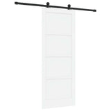 Sliding Door White and Black 83 x 211 cm Solid Pine Wood 3333367