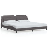 Bed Frame with LED without Mattress "Zadar" Grey 200x200 cm 3214134