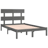 ZNTS Bed Frame without Mattress Grey 135x190 cm Double Solid Wood 3104650