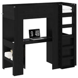 Loft Bed Frame with Desk Black Oak 75 x 190 cm Engineered Wood 3410428
