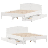 Bed Frame without Mattress White 150x200 cm King Size Solid Wood Pine 3301825