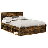 Bed Frame Smoked Oak 140 x 200 cm Engineered wood 3407881