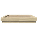 Bed Frame with LED Lights without Mattress Sonoma Oak 120x190cm 3281142