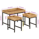 Nesting Coffee Tables 3 pcs Solid Rough Mango Wood and Iron 372732