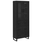 Highboard with Drawer 2 pcs Black Oak Engineered Wood and Glass 3416221