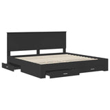 Bed Frame Black and Silver 200 x 200 cm Engineered Wood 3411265