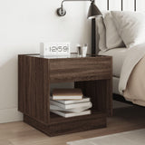 ZNTS Bedside Table with Infinity LED Brown Oak 50x50x50 cm 3284090