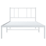 ZNTS Metal Bed Frame without Mattress with Headboard White 90x200cm 352522