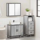 3 Piece Bathroom Furniture Set Grey Sonoma Engineered Wood 3301008