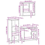 ZNTS 3 Piece Bathroom Furniture Set Black Engineered Wood 3301045