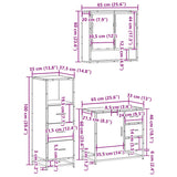 ZNTS 3 Piece Bathroom Furniture Set Black Engineered Wood 3301045