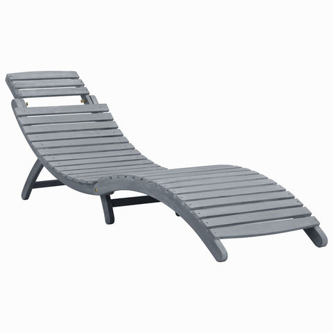 Sun Lounger Grey Wash Solid Acacia Wood 45959