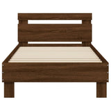 Bed Frame without Mattress with Headboard Brown Oak 75x190 cm Small Single 838574
