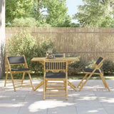 5 Piece Folding Bistro set with Dark Grey Cushions Bamboo 3208936