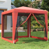 ZNTS Party Tent with 4 Mesh Sidewalls Red 2.5x2.5 m HDPE 319225