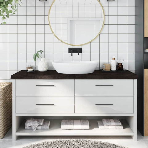 Bathroom Countertop Dark Brown 160x50x cm Treated Solid Wood 3156254