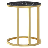 Side Table Gold and Black Marble 45 cm Tempered Glass 331663