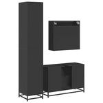 ZNTS 3 Piece Bathroom Furniture Set Black Engineered Wood 3301070