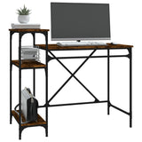 Desk with Shelves Smoked Oak 105x50x90 cm Engineered Wood&Iron 826716