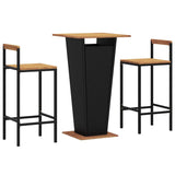 3 Piece Garden Bar Set Black Poly Rattan&Solid Wood Acacia 3187725