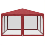 Party Tent with 8 Mesh Sidewalls Red 4x4 m HDPE 4010065