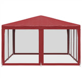 Party Tent with 8 Mesh Sidewalls Red 4x4 m HDPE 4010065