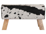 Bench 60 x 30 x 45 cm Real Leather Black and White 42042109