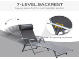 Folding Sun Lounger, Texteline Recliner Chair, 5-Level Adjustable Patio Garden, Grey T3398P315465