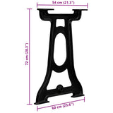 Dining Table Leg Set of 2 Black Cast iron Standard Durable 245423