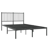Metal Bed Frame without Mattress with Headboard Black 120x200cm 350862