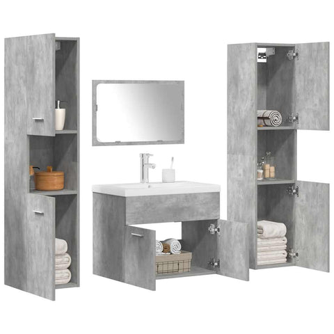 ZNTS 5 Piece Bathroom Furniture Set Concrete Grey Engineered Wood 3324905