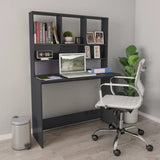 Desk with Shelf High Gloss Grey 110x45x157 cm Engineered Wood 800395