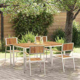 Outdoor Dining Set 5 pcs Solid Acacia Wood and Stainless Steel 3334791