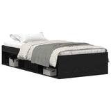 Bed Frame without Mattress Black Oak 75x190 cm Engineered Wood 3329311