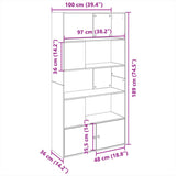 Bookcase Grey Sonoma 100x36x189 cm Engineered Wood 3295329