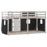 Bunk Bed without Mattress White&Black 90x200 cm Solid Wood Pine 3283931