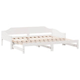 Daybed with Trundle without Mattress White 90x190 cm Single Solid Wood 850909