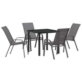 Garden Dining Set 5 pcs Grey and Black Powder-coated Steel 3379122