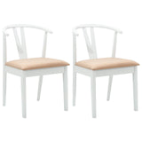 Dining Chair 2 pcs White and Brown Solid Rubber Wood 42020409