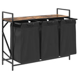 Laundry Basket 3 Compartments with Shelf Smoked Oak 859062
