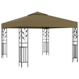 ZNTS Gazebo with LED String Lights 3x3 m Taupe 3070312